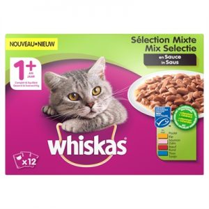 Whiskas multipack pouch adult mix selectie vlees / vis in saus