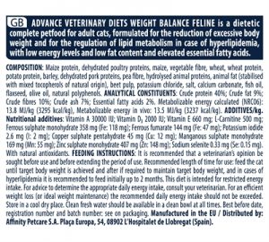 Advance veterinary cat weight balance